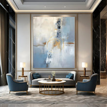 Load image into Gallery viewer, Blue Gold Abstract Painting, Suited for Modern Office &amp; Sophisticated Living Room LargeART1333
