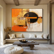 Load image into Gallery viewer, Vibrant Orange and Black Geometric Dynamism Abstract acrylic painting DLZ105

