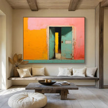 Load image into Gallery viewer, Color - Blocked Doorway Abstract Painting on Canvas - “Vibrant Threshold” DKH641

