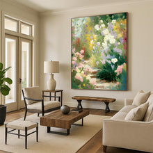 Load image into Gallery viewer, “Impressionist Flower Garden Path” - Colorful Floral Landscape Art on Canvas DKH1356
