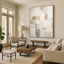 Load image into Gallery viewer, “Neutral Geometric Abstract Textures” - Beige, Grey, Black Abstract Art on Canvas DKH1255
