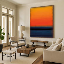 Load image into Gallery viewer, “Orange and Blue Gradient Sunset” - Color - Field Sunset Art on Canvas DKH1601
