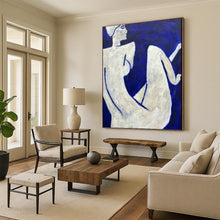Load image into Gallery viewer, White Figures on Blue Abstract Art, Suited for Bohemian Living Room &amp; Artistic Café LargeART2329
