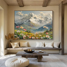 Load image into Gallery viewer, Snowy Mountain and Flower Field Abstract Painting on Canvas - “Alpine Dream” DKH674
