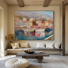 Load image into Gallery viewer, Hand - painted Large - sized Coastal Town Harbor Acrylic Art for Nautical - Themed Living Rooms LargeART1800
