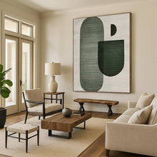 Load image into Gallery viewer, “Abstract Green Shapes” - Green, Grey Abstract Art on Canvas DKH1132
