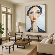 Load image into Gallery viewer, Mixed - Media Abstract Portrait, Earth - Toned Textured Art for Bohemian Living Room &amp; Eclectic Gallery Wall LargeART2218
