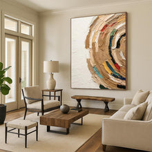 Load image into Gallery viewer, “Colorful Impasto Swirl” - Beige, Multi - Color Abstract Art on Canvas DKH1118
