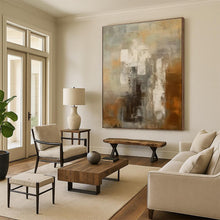 Load image into Gallery viewer, Gray and Brown Abstract Mosaic Acrylic Art - Ideal for Industrial - chic Bathroom &amp; Minimalist Study LargeART0602
