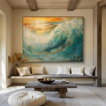 Load image into Gallery viewer, Hand - painted Generous - sized Powerful Ocean Wave Acrylic Art for Bold Living Rooms LargeART1801
