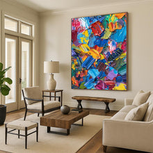 Load image into Gallery viewer, Large - Scale Hand - painted Colorful Palette Knife Chaos Acrylic Art for Eclectic - Style Game Rooms LargeART0229
