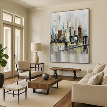 Load image into Gallery viewer, “Impasto Cityscape Reflection” - Textured Urban Art on Canvas DKH1451

