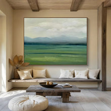 Load image into Gallery viewer, Misty Green Field &amp; Mountain Abstract Painting for Nature - Inspired Living Room &amp; Tranquil Office DKH101
