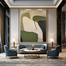 Load image into Gallery viewer, Green &amp; White Geometric Abstract Painting, Ideal for Modern Home Office &amp; Contemporary Lounge LargeART1470
