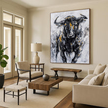 Load image into Gallery viewer, “Textured Bull with Gold Accents” - Impasto Animal Art on Canvas DKH1455
