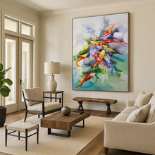 Load image into Gallery viewer, Large - Scale Colorful Koi Fish Abstract Acrylic Art for Dining Room &amp; Asian - Inspired Home LargeART0432
