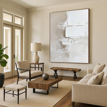 Load image into Gallery viewer, “Layered Textured White - Beige” Abstract Minimalist Painting on Canvas, Serene Wall Art DKH978
