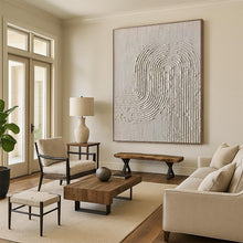 Load image into Gallery viewer, Textured White Curved Lines Acrylic Art - Great for Scandinavian - inspired Nursery &amp; Zen Meditation Space LargeART0596
