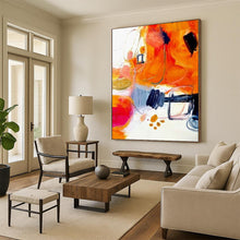 Load image into Gallery viewer, “Vibrant Abstract Chaos” – Colorful Mixed - Media Painting with Orange Dominance DTP272
