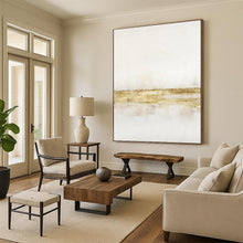 Load image into Gallery viewer, “White and Gold Minimalist Abstract” - Luxe Abstract Art on Canvas DKH1538
