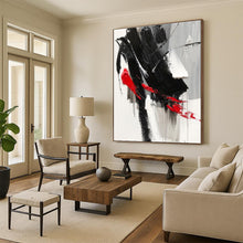 Load image into Gallery viewer, Custom Large Dramatic Black - Red Strokes Art - Ideal for Avant - Garde Gallery &amp; Intimate Dining Room LargeART0787
