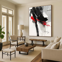Load image into Gallery viewer, Black &amp; Red Bold Abstract Painting, Perfect for Edgy Living Room &amp; Creative Studio LargeART2088
