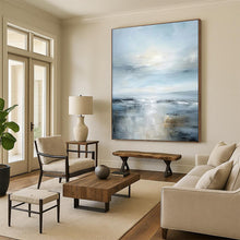 Load image into Gallery viewer, “Seascape Hush” – Blue &amp; Gray Coastal Abstract Acrylic with Soft Textures DTP059
