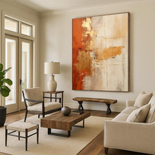 Load image into Gallery viewer, Orange - Gold Abstract Acrylic for Hotel Lobby &amp; Luxury Home LargeART0818
