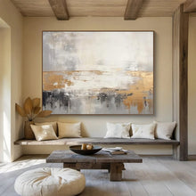 Load image into Gallery viewer, Gray and Gold Abstract Horizon Abstract acrylic painting DLZ108
