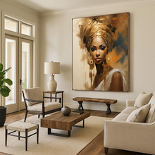 Load image into Gallery viewer, Abstract Painting Gold Turban Woman Art for Bedroom &amp; Salon Decor LargeART2159
