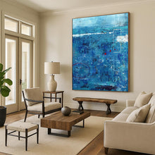 Load image into Gallery viewer, Blue - Toned Abstract with Red Accents - Great for Coastal Home Office &amp; Serene Lounge LargeART2389

