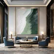 Load image into Gallery viewer, Textured Green and White Abstract Art for Coastal Home Hallway &amp; Art - focused Spa LargeART0938
