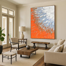 Load image into Gallery viewer, Oversized Orange - Blue Textured Abstract Acrylic Art for Dining Room &amp; Art Gallery LargeART0405
