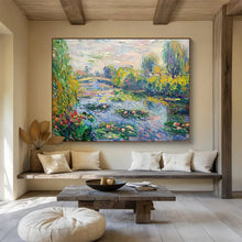 Load image into Gallery viewer, Impressionist Water Garden Large - Scale Hand - painted Abstract Acrylic Art DLZ197
