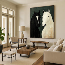 Load image into Gallery viewer, “Two Horses in Simplified Form” Abstract Painting on Canvas, Rustic Living Decor DKH1003

