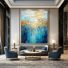 Load image into Gallery viewer, Blue &amp; Gold Ethereal Landscape Acrylic Art, Perfect for Bedroom &amp; Spa LargeART1015
