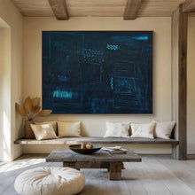 Load image into Gallery viewer, Dark Blue Abstract Line Painting - Great for Industrial Office &amp; Mysterious Library DKH023
