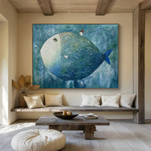 Load image into Gallery viewer, Whimsical Fish Abstract Painting for Kids’ Room &amp; Eclectic Living Space DKH218
