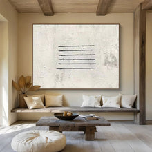 Load image into Gallery viewer, “Black Lines on Textured White” - Minimalist Abstract Acrylic, Great for Modern Art Gallery and Industrial - Style Loft DLZ262
