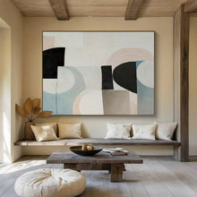 Load image into Gallery viewer, Abstract Painting on Canvas: Pastel - Colored Geometric Mix - “Subtle Balance” DKH583
