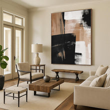 Load image into Gallery viewer, Large - Scale Black - Beige Geometric Abstract Acrylic Art for Modern Living Room &amp; Executive Office LargeART0422
