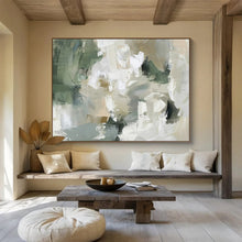 Load image into Gallery viewer, Green &amp; Neutral Abstract Shape Painting - Perfect for Nature - Inspired Living Room &amp; Eco - Friendly Office DKH045
