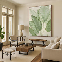 Load image into Gallery viewer, Textured Green Leaves Abstract Painting, Ideal for Modern Kitchen &amp; Bohemian Bathroom LargeART1876

