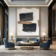 Load image into Gallery viewer, Black &amp; Brown Collage Abstract Canvas Painting, Perfect for Industrial Loft &amp; Modern Gallery LargeART1145
