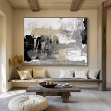 Load image into Gallery viewer, Gray, Black, And Gold Abstract Painting On Canvas DKH448
