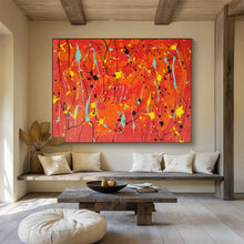 Load image into Gallery viewer, Hand - painted Red Background Drip Painting Acrylic Art for Energetic Gym Interiors LargeART1725
