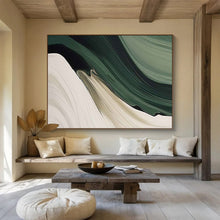 Load image into Gallery viewer, Flowing Abstract Painting on Canvas - “Green and White Waves” DKH753

