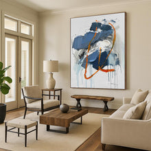 Load image into Gallery viewer, Large - Scale Blue - Orange Abstract Art for Modern Gallery &amp; Edgy Office LargeART0507
