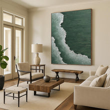 Load image into Gallery viewer, “Green Sea &amp; White Foam” - Coastal Abstract Art on Canvas DKH1501
