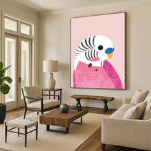 Load image into Gallery viewer, Pink - Hued Parakeet Charm – Whimsical Bird Illustration with Playful Colors DTP227
